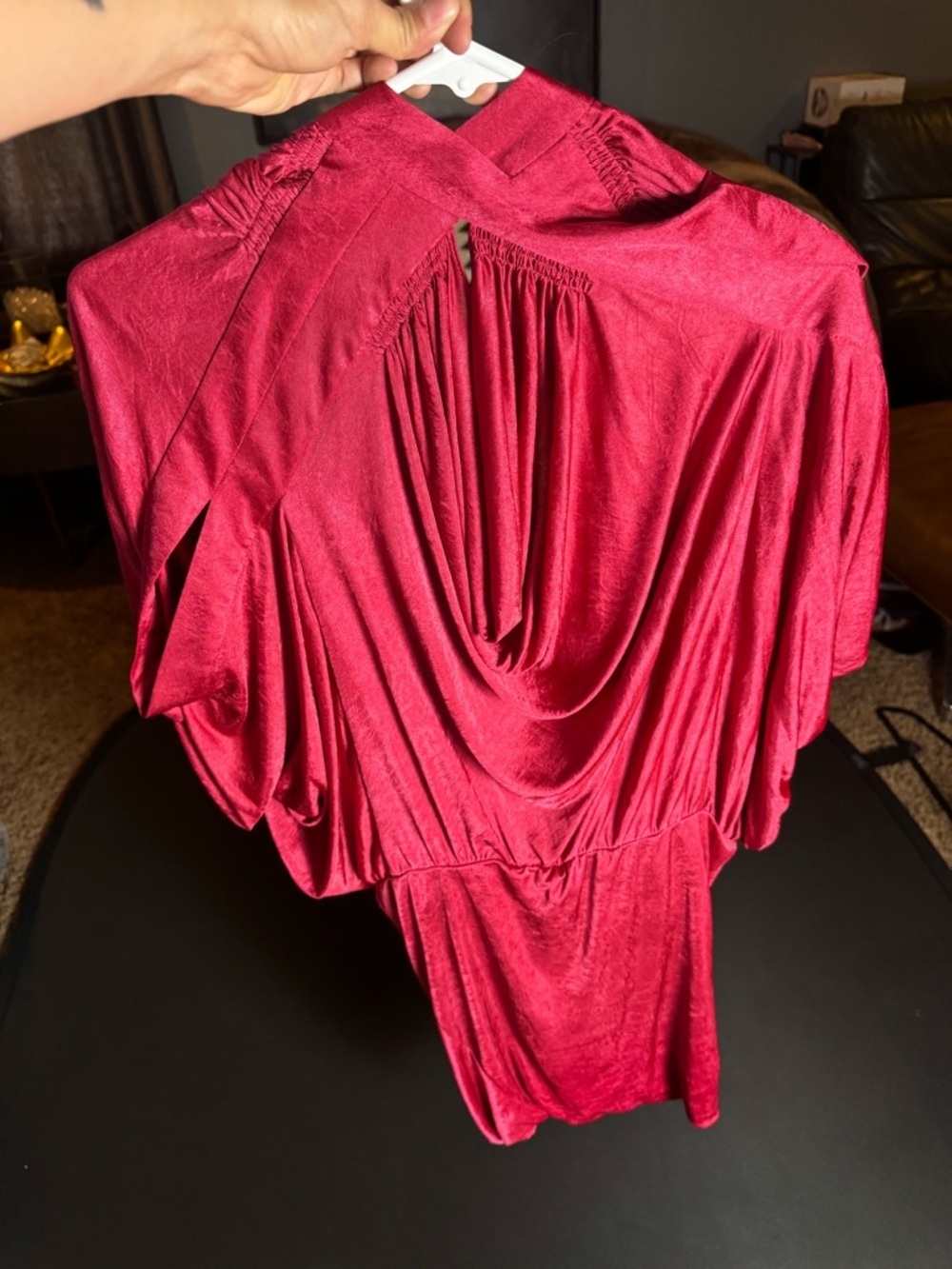 Vintage BCBG Max Azria Runway Red Draped Open Back Mini Dress Y2K Glam